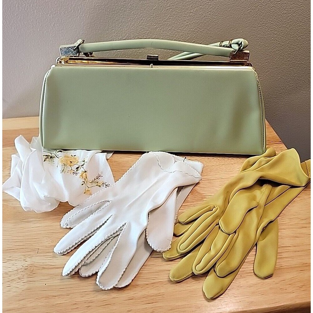 Sage Green Vintage-Inspired Clutch with Top Handle
